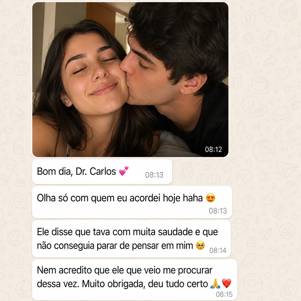 Depoimento em conversa de WhatsApp com casal e mensagens sobre saudade e reconexão